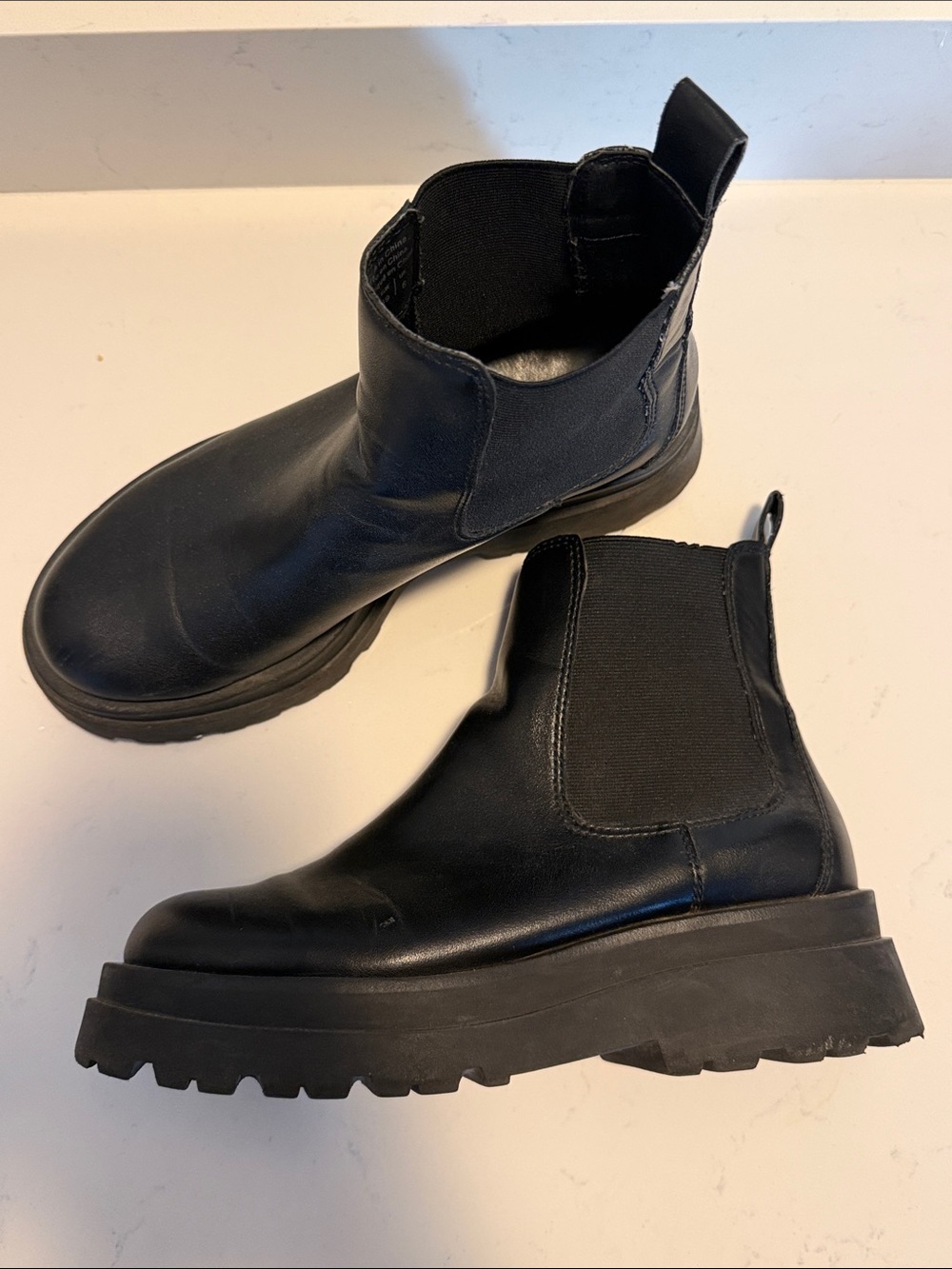 Aldo Black Leather Chelsea Combat Boots